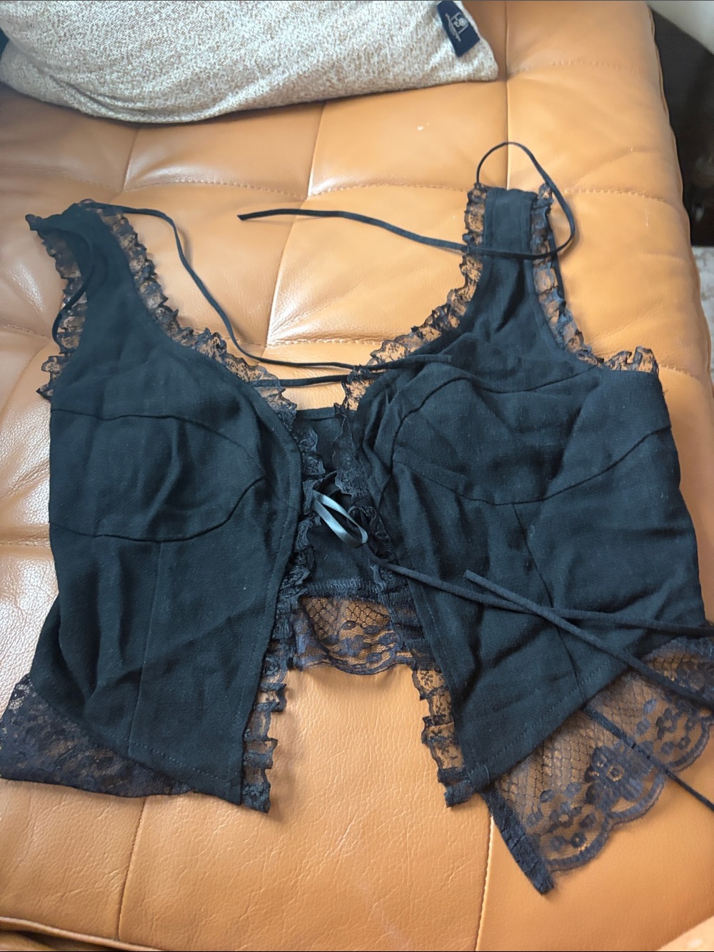 Commense Black Lace Trim Bandeau Camisole